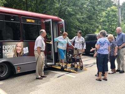 Hooksett residents explore an MTA bus