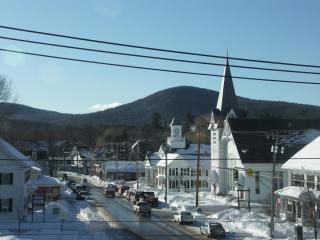A photo looking south on Goffstown Village on a sunny winter day.
